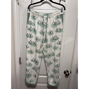 Munki Munki Women's M Bamboo Pajama Pants Penguin Print Fleece Lounge Sleepwear